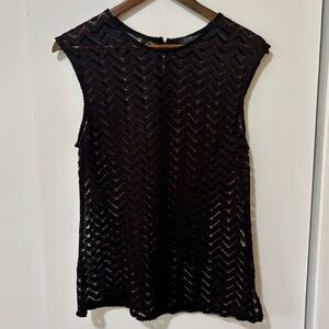 Le Chateau| Black Lace Chevron Sleeveless Blouse Sz M